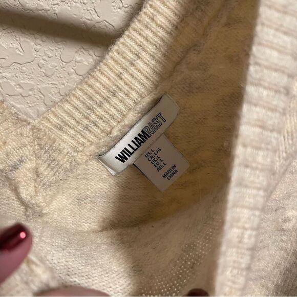 William Rast- Women’s Long Sleeve Nubby Sweater Ivory Alpaca Blend, Size Large - Picture 3 of 11